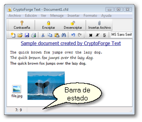Ventana principal de CryptoForge Text