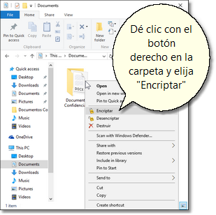 abrir el menú encriptar